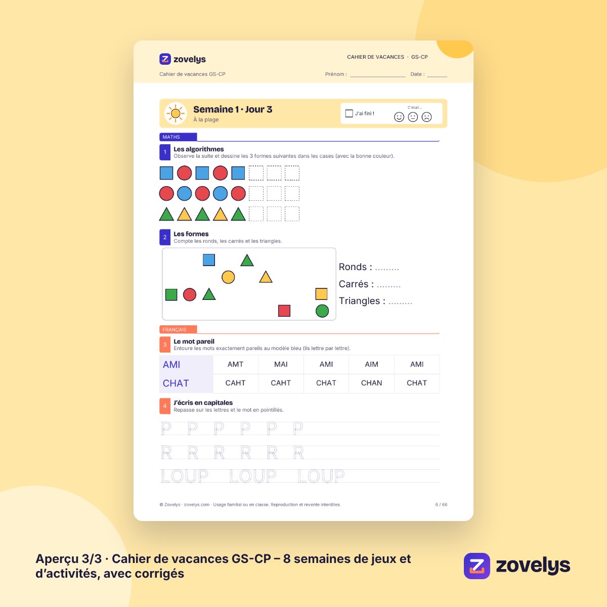 Cahier de vacances GS-CP – 8 semaines de jeux et d’activités, avec corrigés – aperçu 3