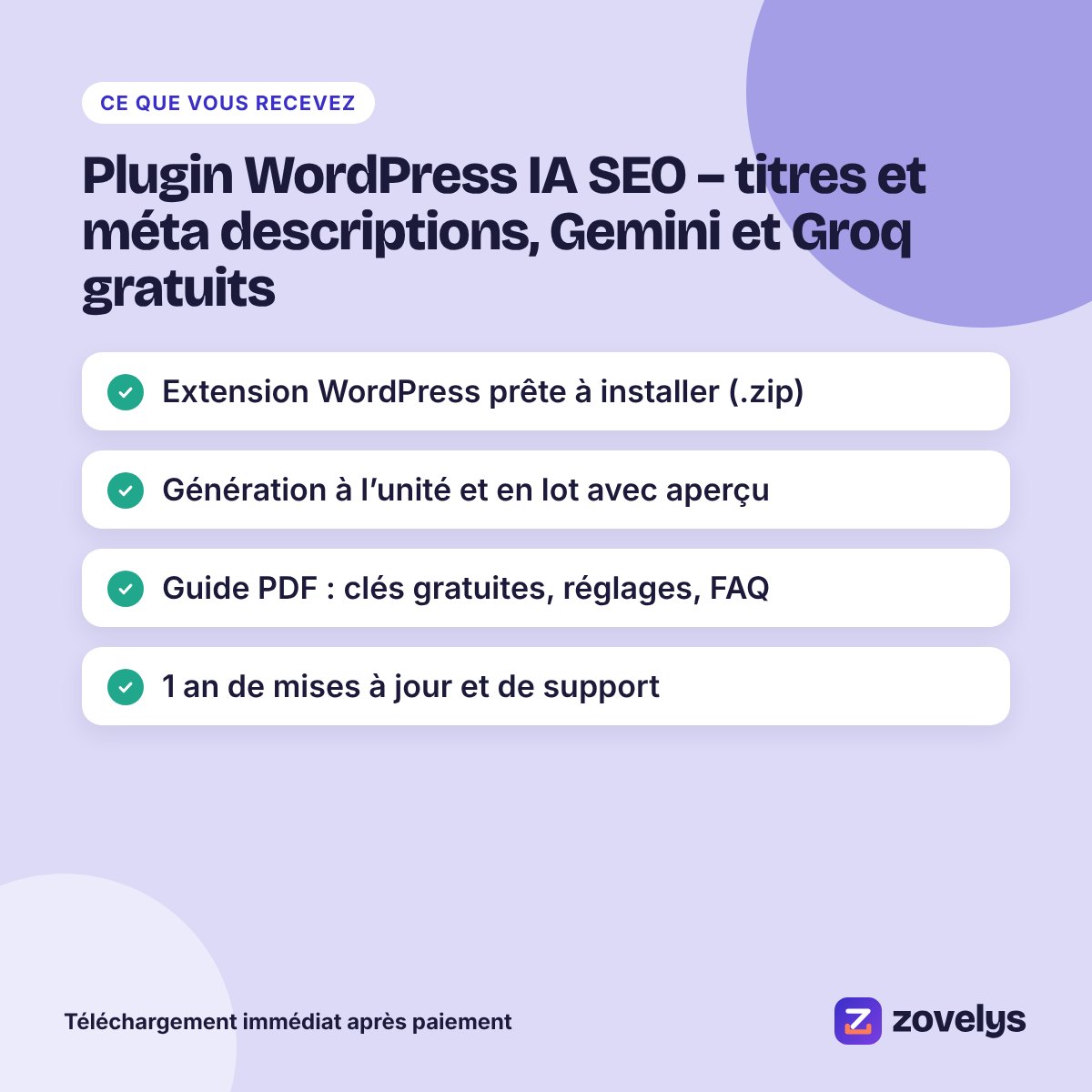 Plugin WordPress IA SEO – titres et méta descriptions, Gemini et Groq gratuits – aperçu 4