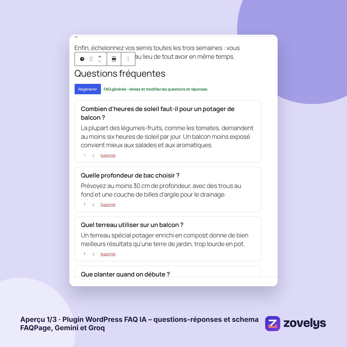 Plugin WordPress FAQ IA – questions-réponses et schema FAQPage, Gemini et Groq – aperçu 1