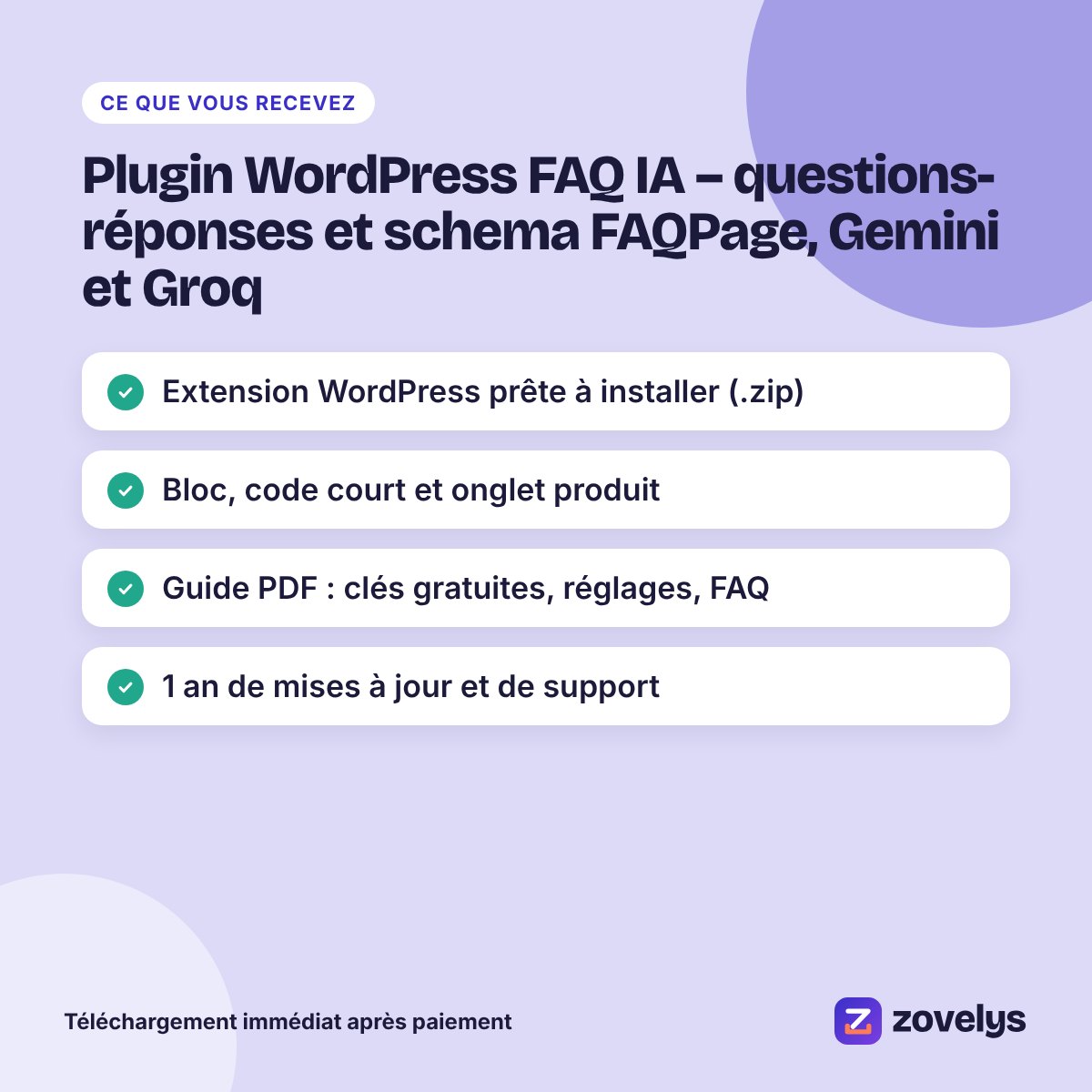 Plugin WordPress FAQ IA – questions-réponses et schema FAQPage, Gemini et Groq – aperçu 4