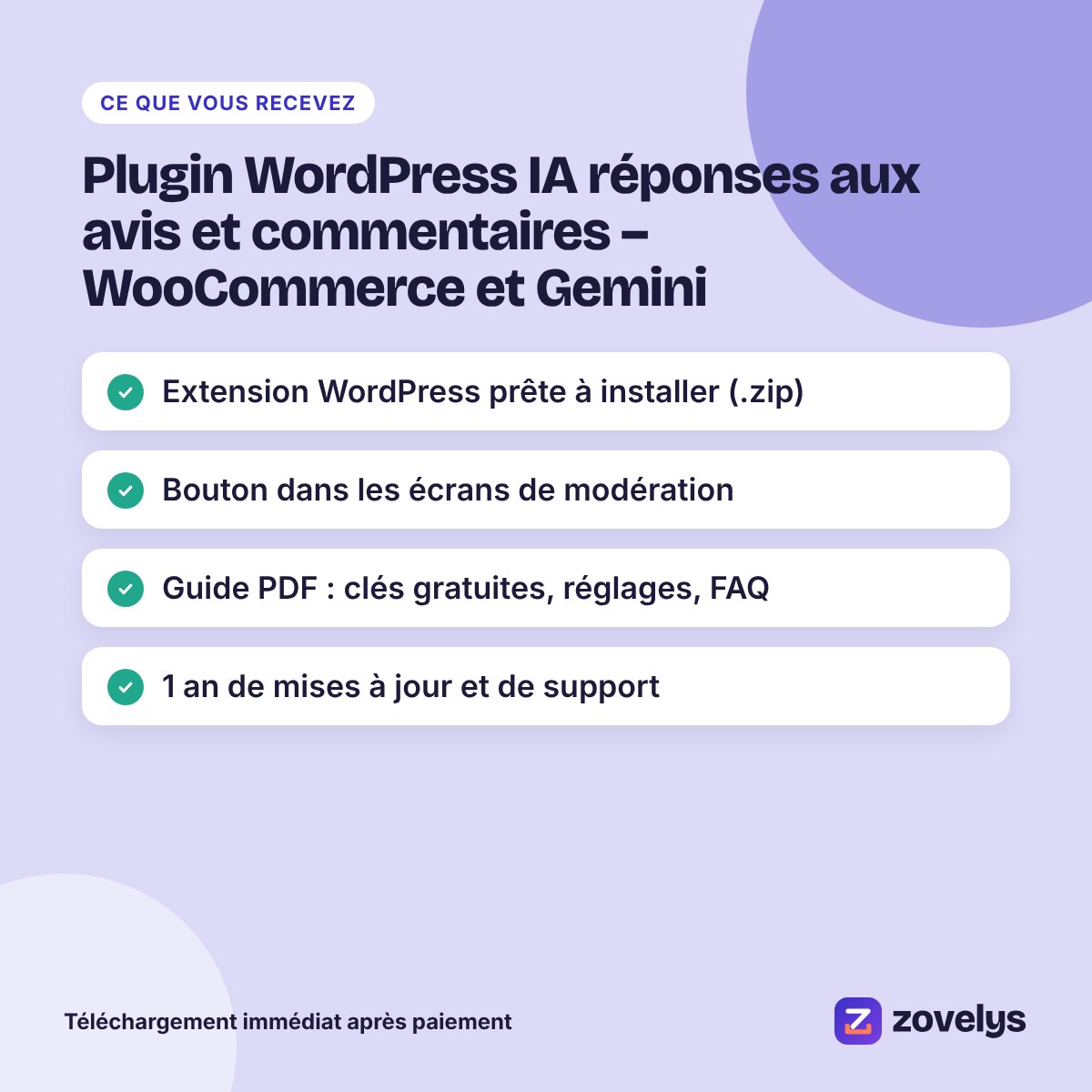 Plugin WordPress IA réponses aux avis et commentaires – WooCommerce et Gemini – aperçu 4