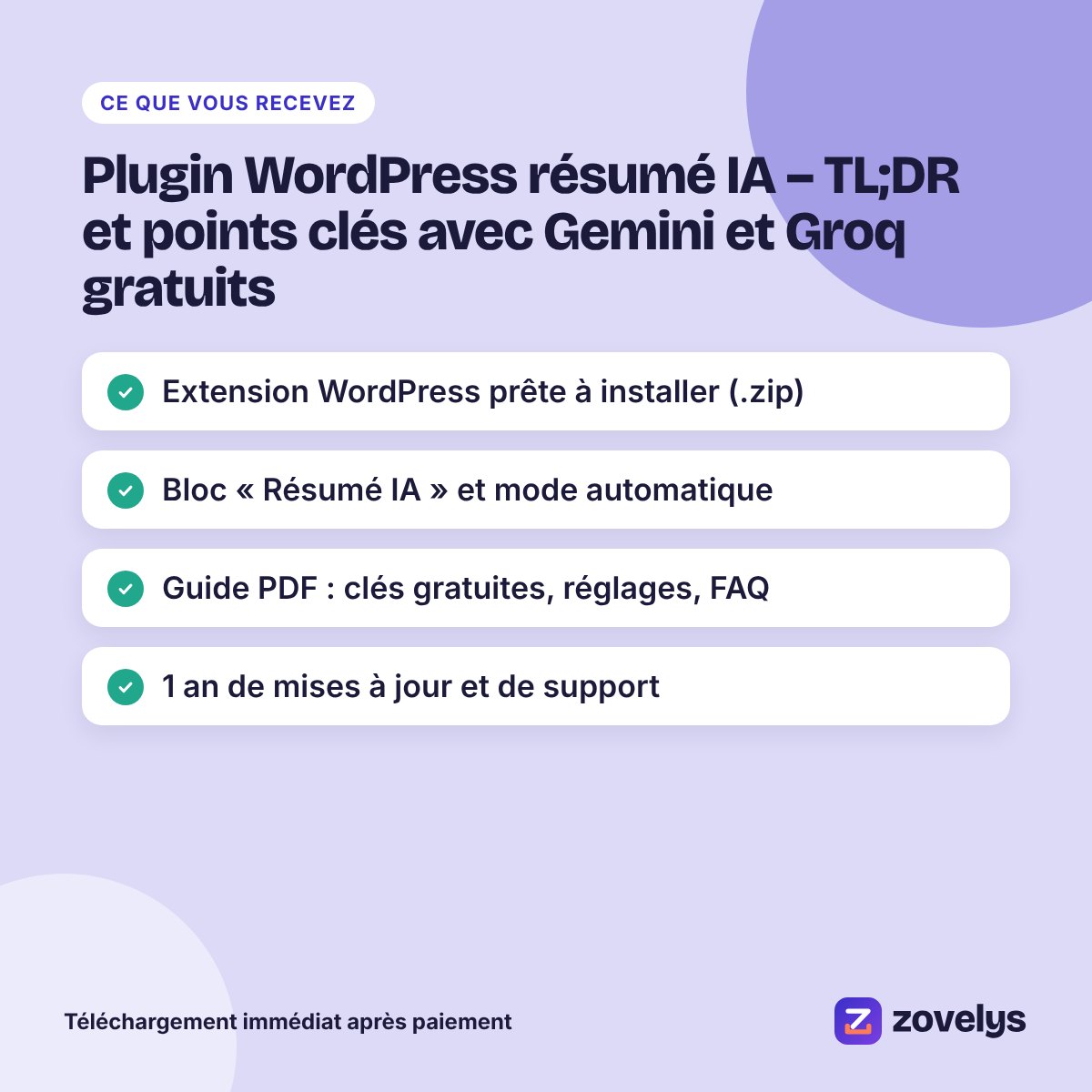 Plugin WordPress résumé IA – TL;DR et points clés avec Gemini et Groq gratuits – aperçu 4