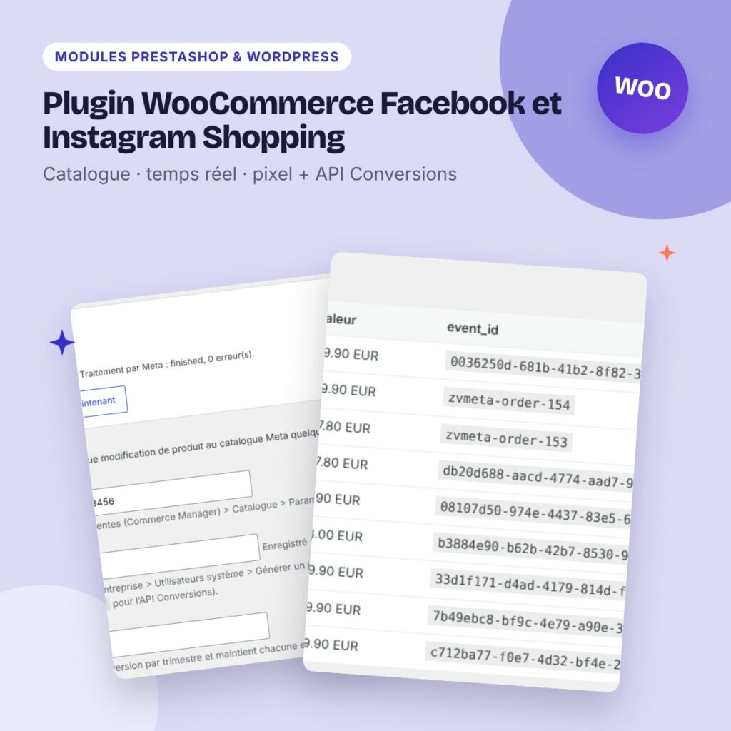 Plugin WooCommerce Facebook et Instagram Shopping – catalogue Meta et pixel