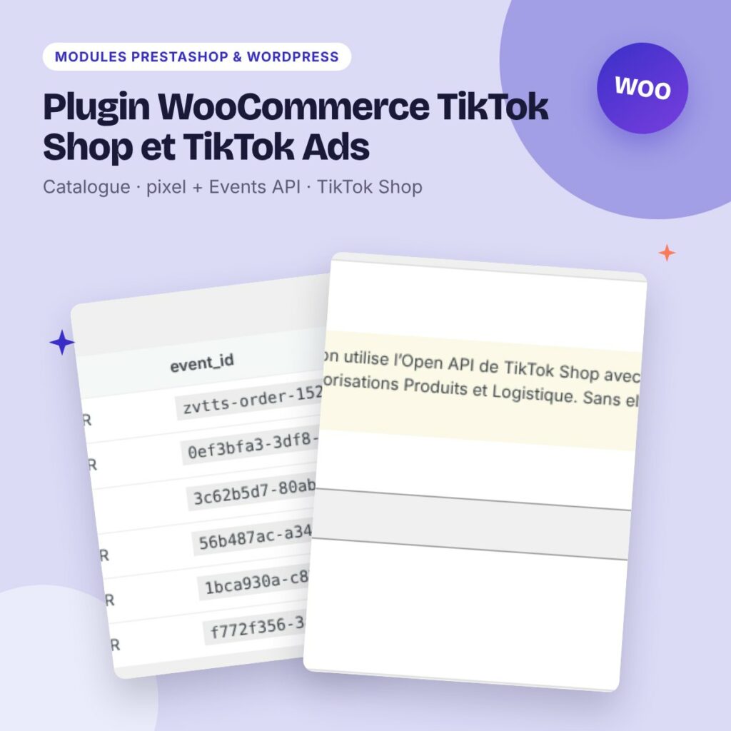 Plugin WooCommerce TikTok Shop et TikTok Ads – catalogue, pixel, Events API
