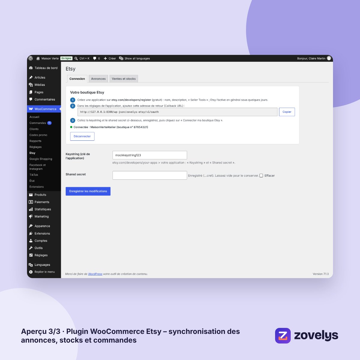 Plugin WooCommerce Etsy – synchronisation des annonces, stocks et commandes – aperçu 3