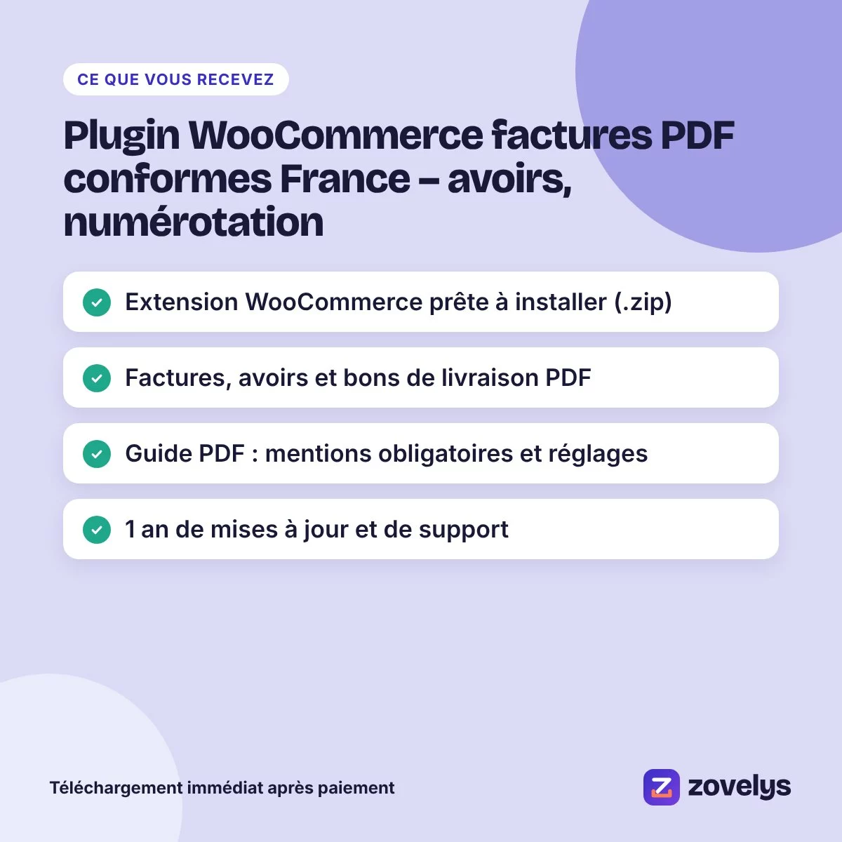 Plugin WooCommerce factures PDF conformes France – avoirs, numérotation – aperçu 4