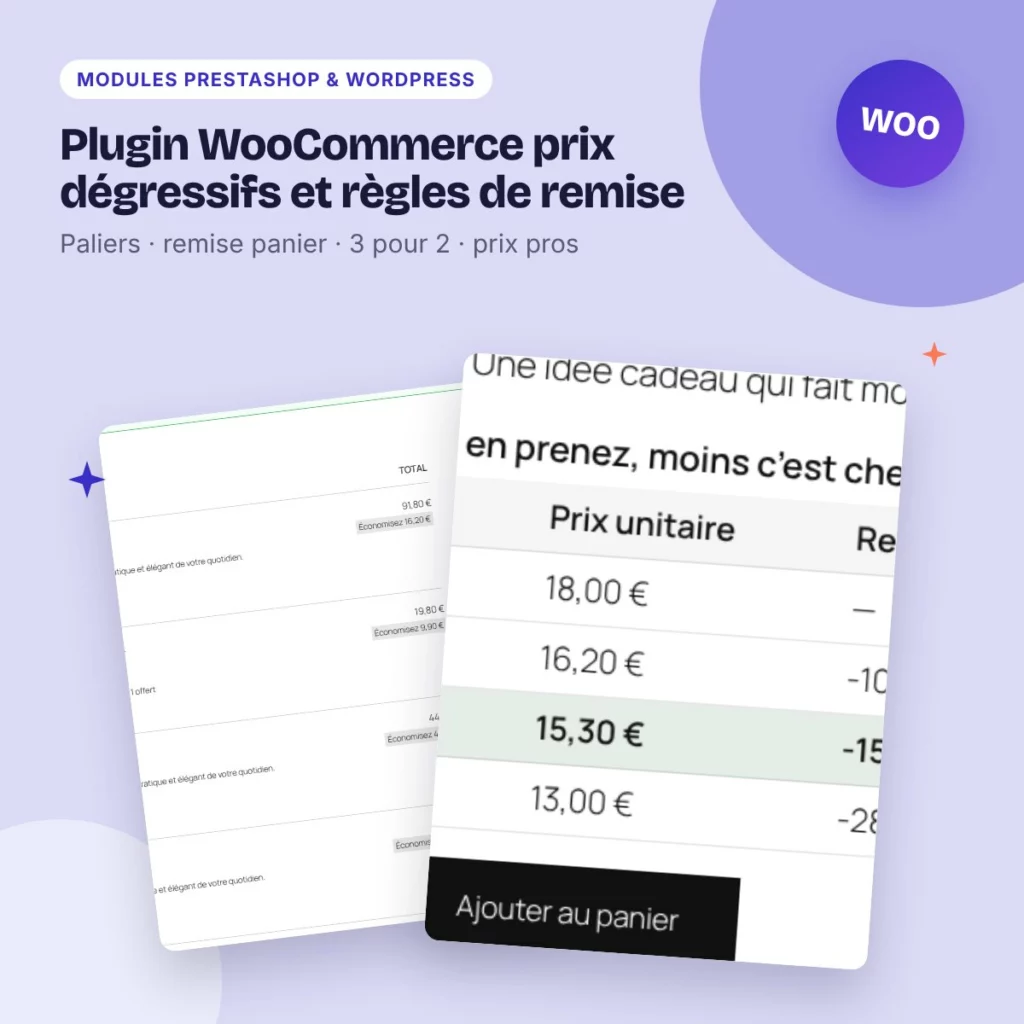 Plugin WooCommerce prix dégressifs et règles de remise – quantité, panier