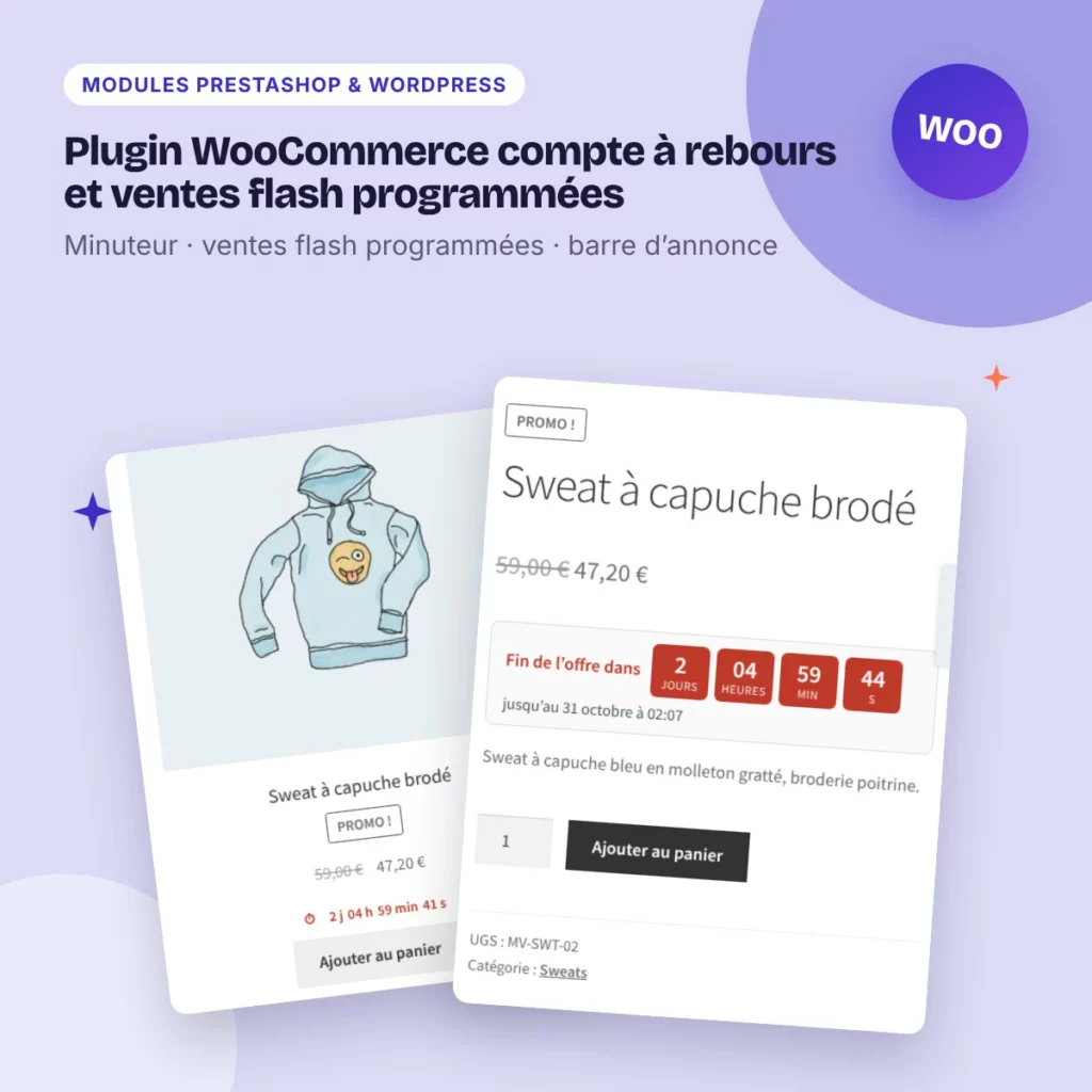 Plugin WooCommerce compte à rebours et ventes flash programmées