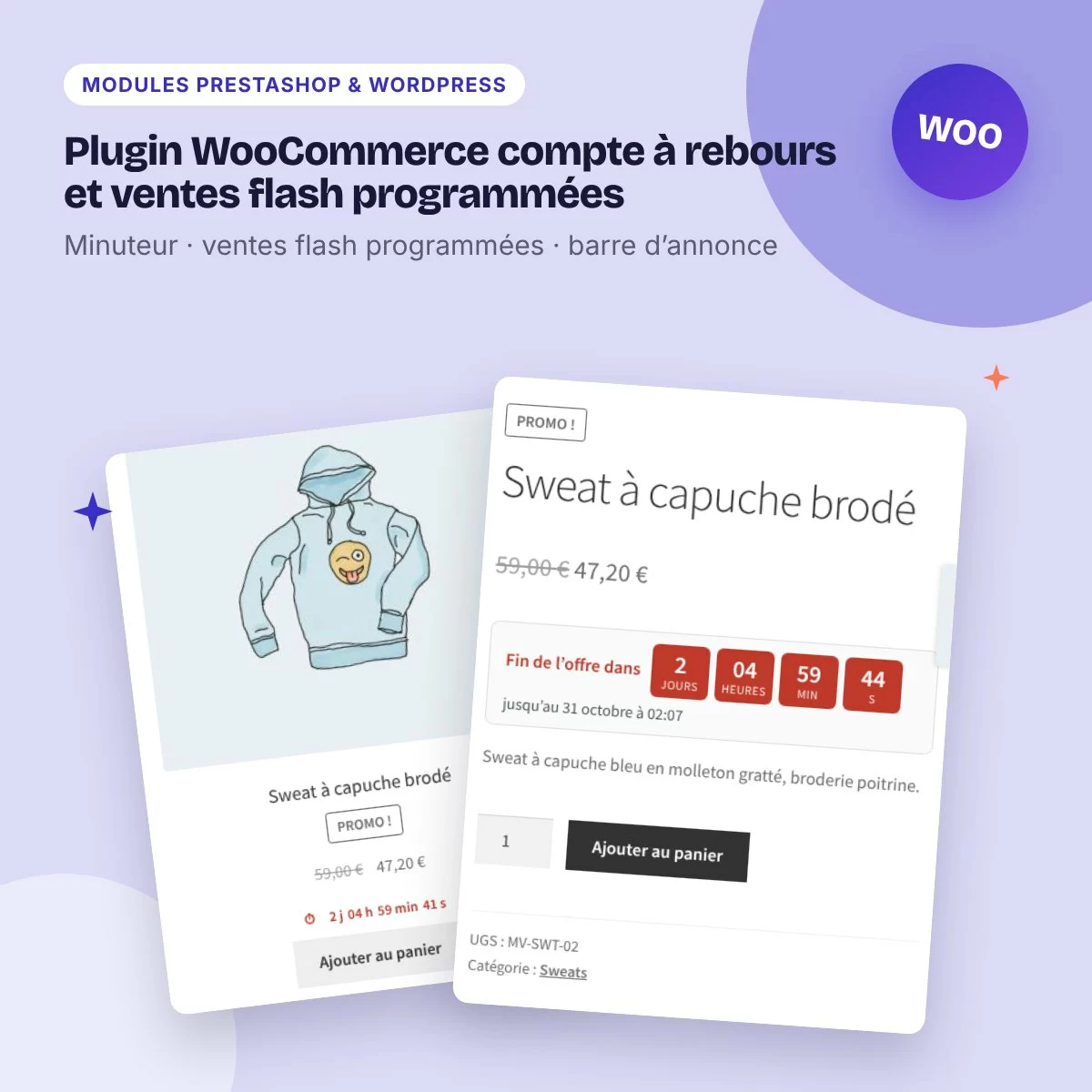 Plugin WooCommerce compte à rebours et ventes flash programmées