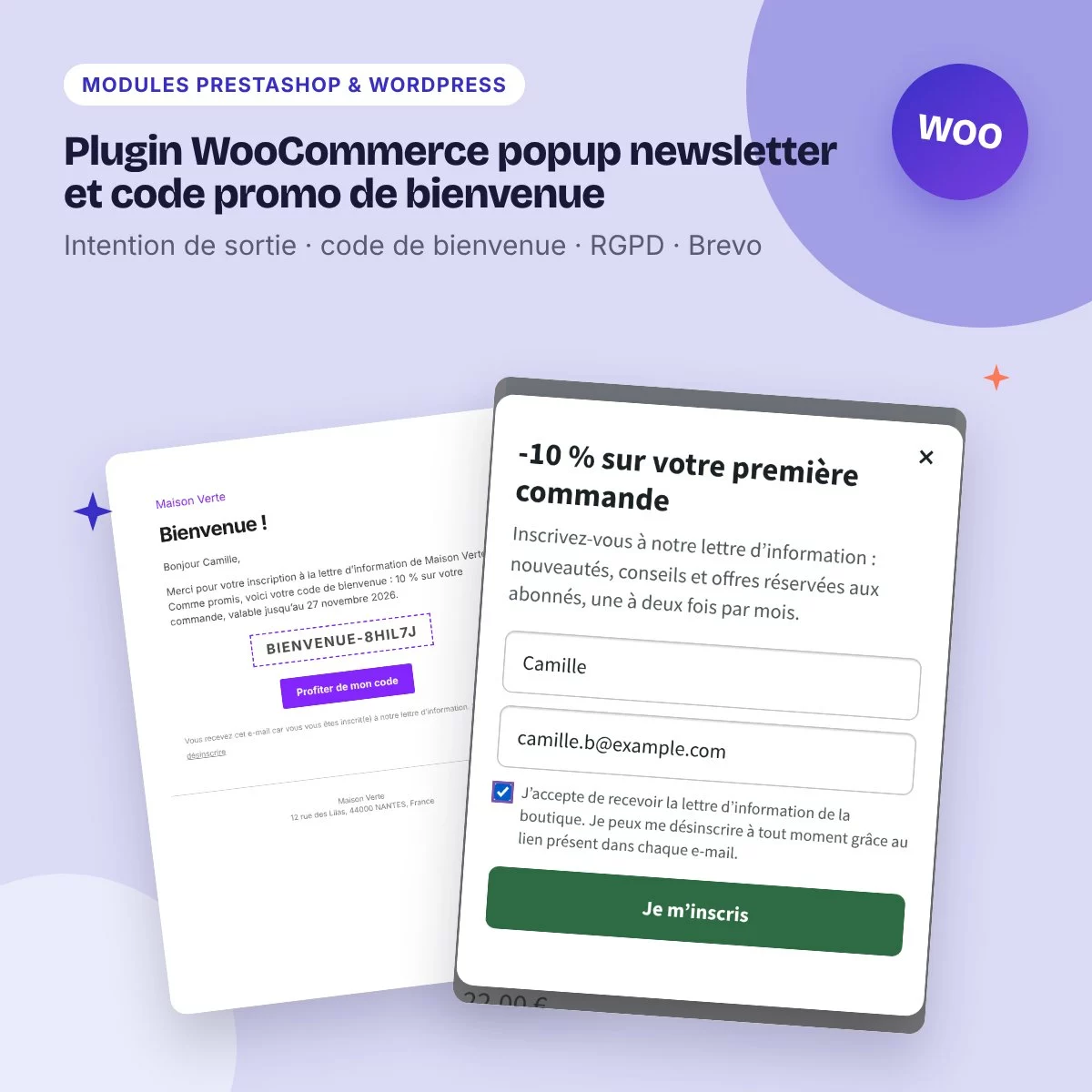 Plugin WooCommerce popup newsletter et code promo de bienvenue