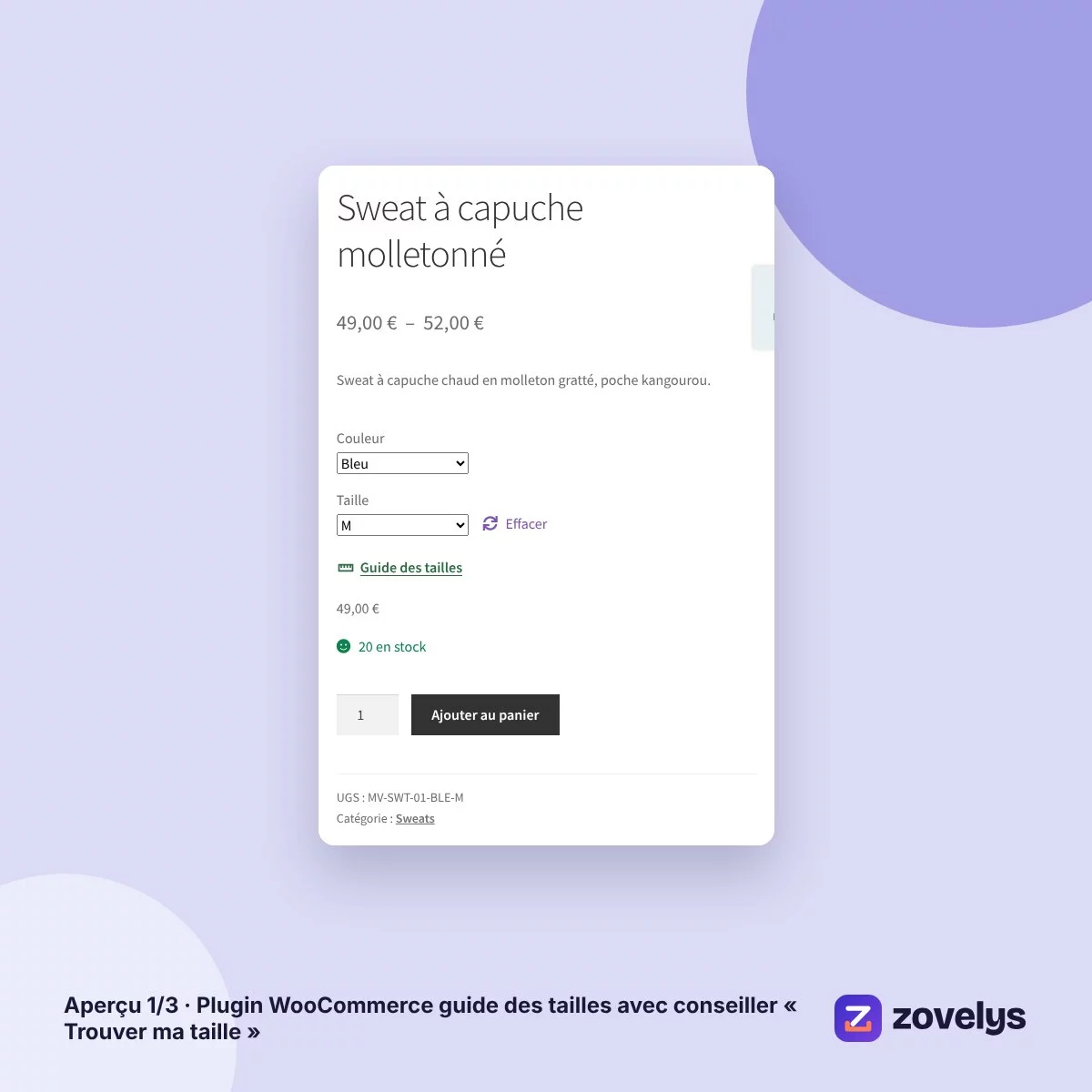 Plugin WooCommerce guide des tailles avec conseiller « Trouver ma taille » – aperçu 1