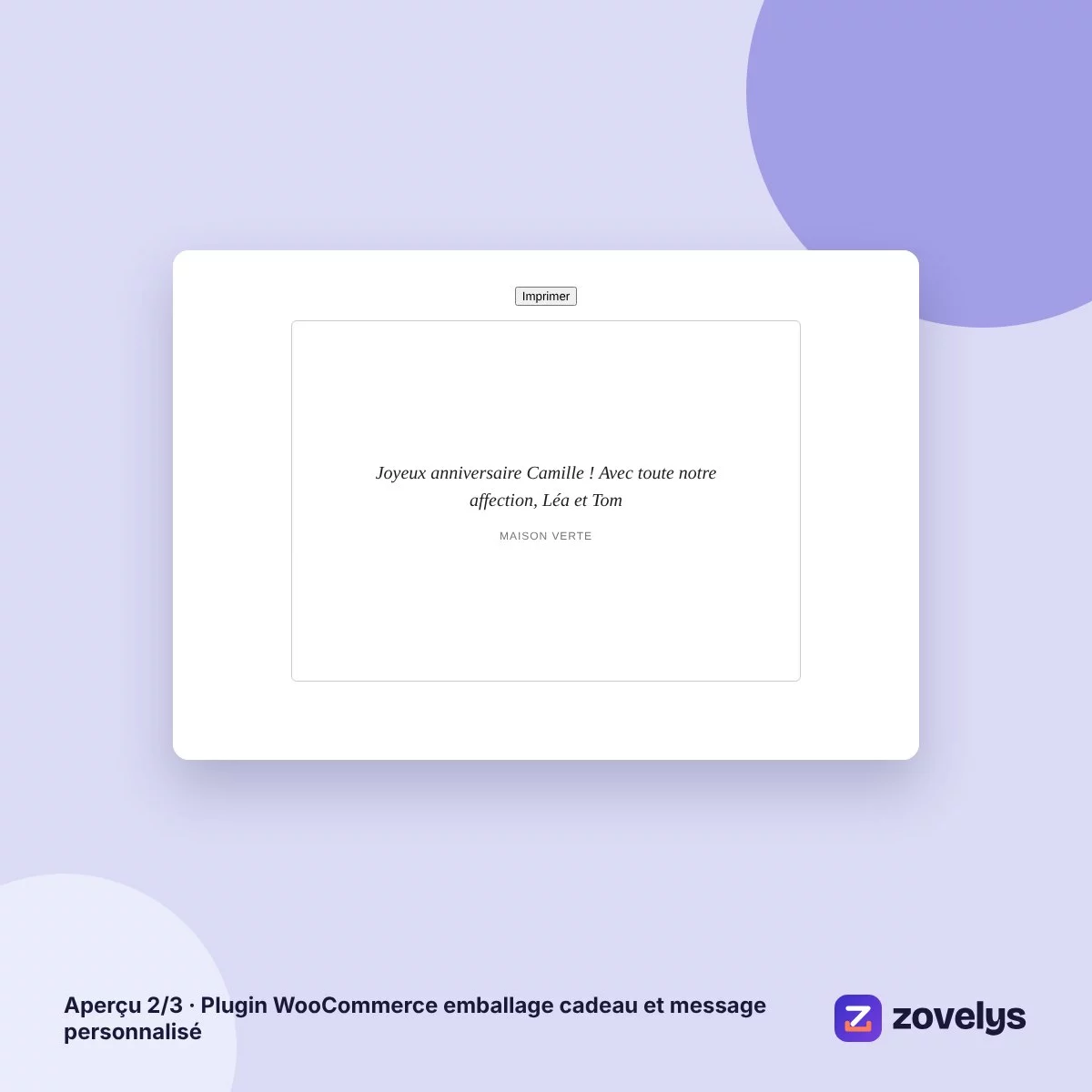 Plugin WooCommerce emballage cadeau et message personnalisé – aperçu 2