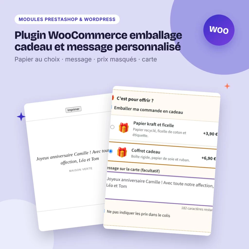 Plugin WooCommerce emballage cadeau et message personnalisé