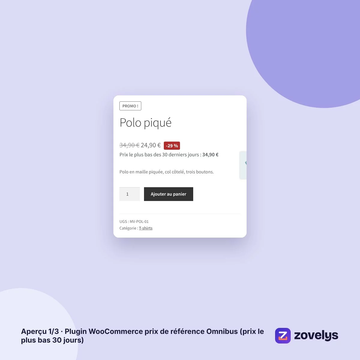 Plugin WooCommerce prix de référence Omnibus (prix le plus bas 30 jours) – aperçu 1