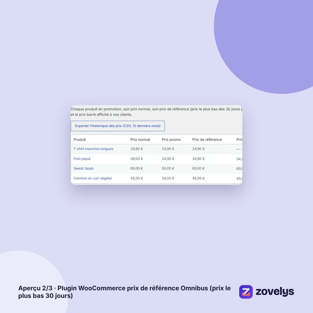 Plugin WooCommerce prix de référence Omnibus (prix le plus bas 30 jours) – aperçu 2