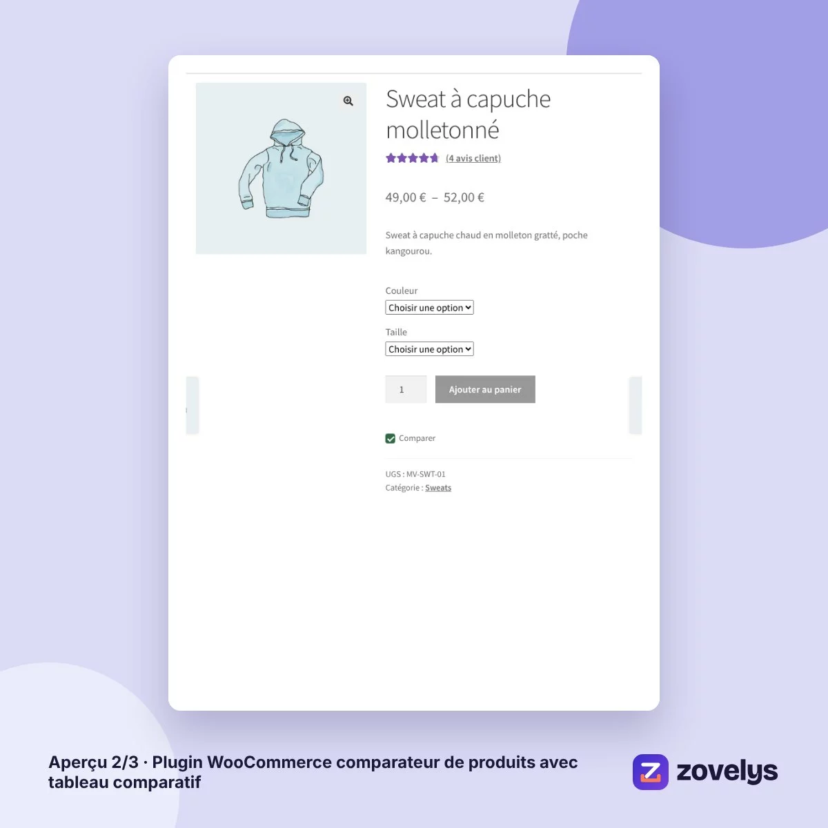 Plugin WooCommerce comparateur de produits avec tableau comparatif – aperçu 2