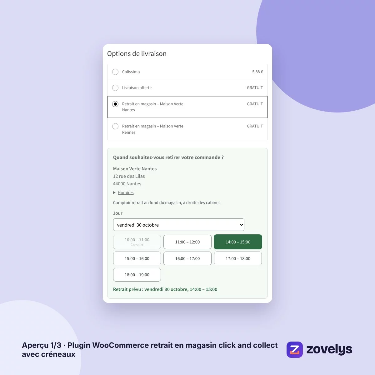Plugin WooCommerce retrait en magasin click and collect avec créneaux – aperçu 1
