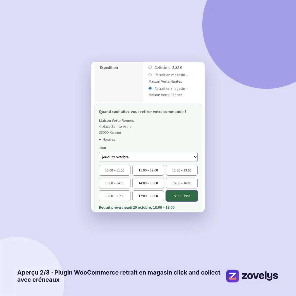 Plugin WooCommerce retrait en magasin click and collect avec créneaux – aperçu 2