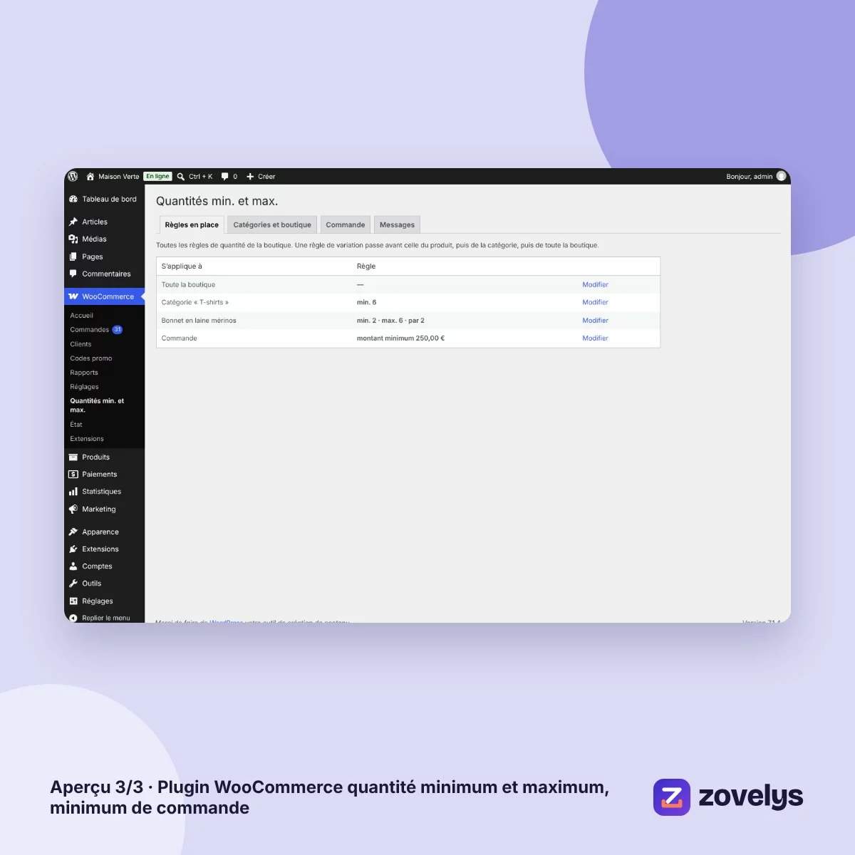 Plugin WooCommerce quantité minimum et maximum, minimum de commande – aperçu 3