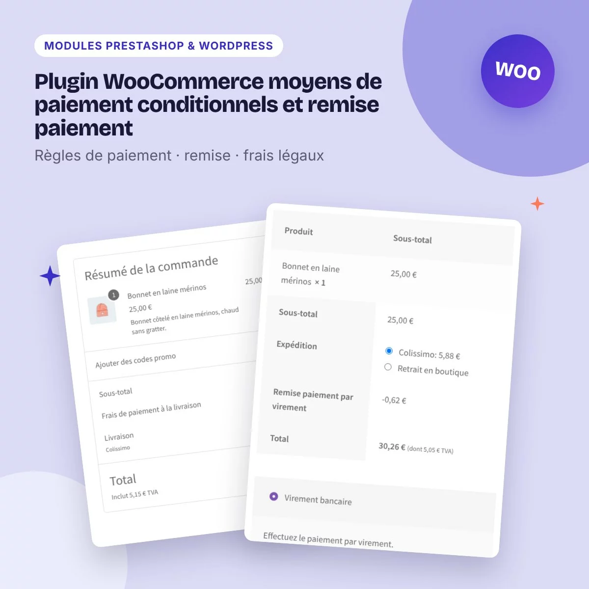 Plugin WooCommerce moyens de paiement conditionnels et remise paiement