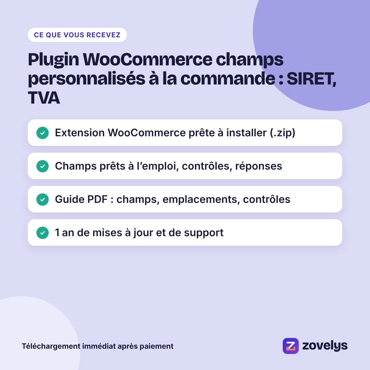 Plugin WooCommerce champs personnalisés à la commande : SIRET, TVA – aperçu 4