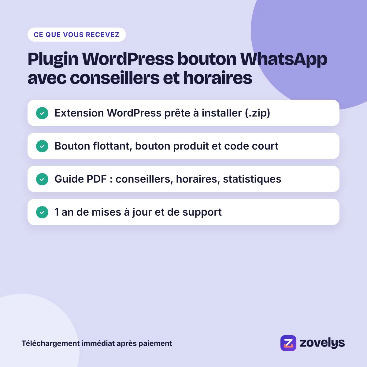 Plugin WordPress bouton WhatsApp avec conseillers et horaires – aperçu 4